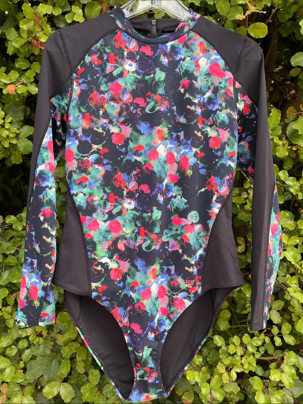 Long Sleeve One-Piece Swim Suit in Multicolor Floral